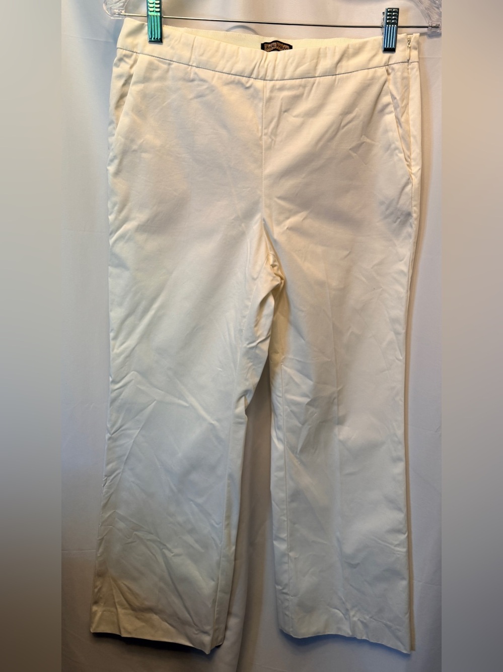 Maliparmi‎ Women’s Size 42 Small White Pants Trousers Side Zip Cotton Stretch